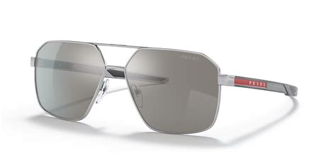 Prada Linea Rossa PS 55WS 60 Light Grey Mirror .